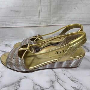 ANYI LU Sandals Couture Comfort Linda Wedge Metallic Avana Champagne Womens 38EU
